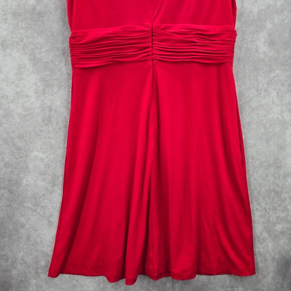Calvin Klein Red Knee Length Pleat Sleeveless Fit Flare Formal Party Dress 12 - Picture 6 of 8